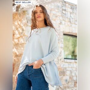 MERSEA Catalina Traveler Sweater; Sky Blue Poncho Pullover; size: OS